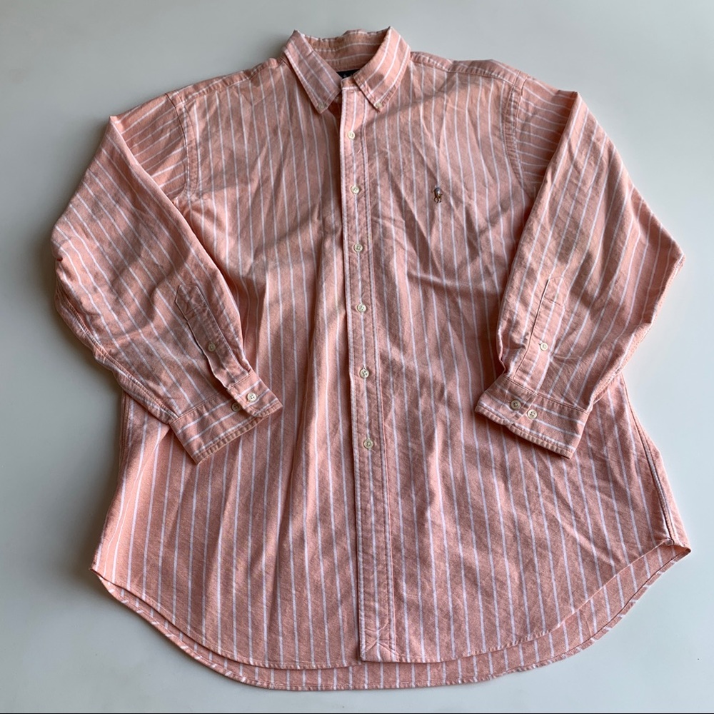 Ralph Lauren Orange Striped Button Front Shirt 17